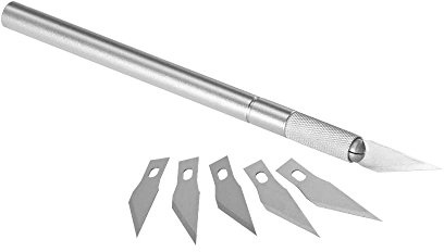 transotype cutter de aluminio, bisturí de alta calidad, incluye 5 cuchillas de repuesto y capuchón protector del cutter, longitud aprox. 15 cm