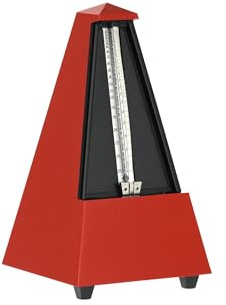 Wittner Metronom Taktell Pyramidenform System Maelzel Designer Serie - Kunststoffgehäuse - Ohne Glocke - Dunkelrot - Mechanisch zum Aufziehen - Keine Batterien erforderlich - Made in Germany