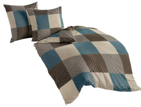 Bierbaum bed linen 6277, Fine Beaver, Made in Germany, Mocha 04, 200x200 + 2x 80x80 cm, For Double Bed