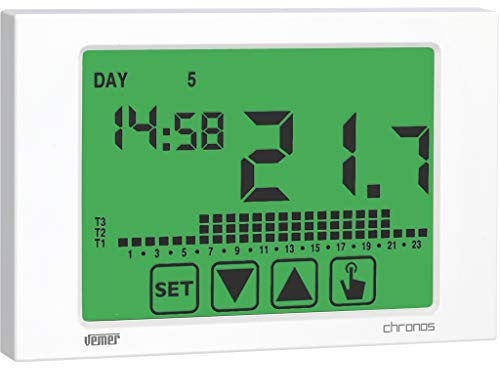VEMER VE453700 CHRONOS - Termostato Digitale per Caldaia con Programmazione Settimanale, Display Touch Screen e Alimentazione 230V, Bianco