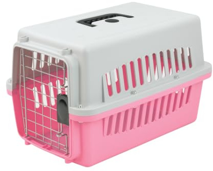 KCT Small Pink Plastic Cat Carrier Portable Cage Crate for Pet/Dog/Kitten/Puppy Carrier Travel Box