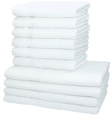 Betz Palermo Handtuch Set 10-teilig – 4 Duschtücher 70×140 cm & 6 Handtücher 50×100 cm, 100% Baumwolle 360 g/m², weich & saugstark, Oeko-TEX® Farbe weiß