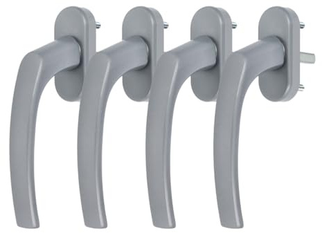 4 x Alu Fenstergriff in Silber F1 - Stiftlänge 40mm