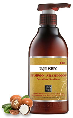 Saryna Key Damage Repair Shampoo mit afrikanischer Sheabutter – Feuchtigkeitsshampoo für trockenes, strapaziertes Haar – Keratin-Pflege – Sulfatfrei & parabenfrei – 300ml