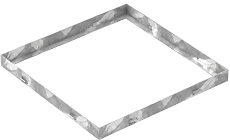 Fenau - Gitterrost-Zarge 400 x 400 x 33 mm für Rosthöhe von 30 mm, verzinkt – mit Aussparung für Maueranker - Passend für Baunorm-Rost: Fenau 390 x 390 x 30 mm