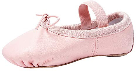 Stelle Ballet Shoes for Girls Toddler Genuine Leather Ballet Dance Slippers for Toddler/Little/Big Kids/Boys(10MT, Pink,with Tie)
