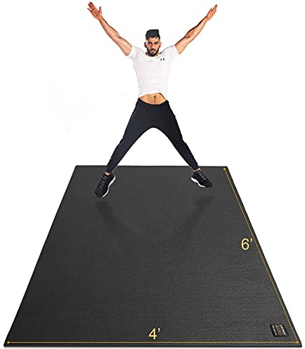 GXMMAT Large Exercise Mat 6'x4'/6'x5'/6'x6'(7mm), Thick Workout Mats for Home Gym Flooring, Extra Wide Non-Slip Durable Cardio Mat, Shoe Friendly, Perfect for Plyo, MMA, Jump Rope, Weights, Fitness