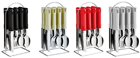 24 posate in acciaio inossidabile con supporto, Acciaio inossidabile, Cream