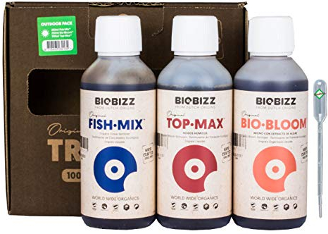 Weedness BioBizz Fertilizer Set 3-piece Outdoor Try Pack - Natural Fertilizer Organic Fertilizer Grow BioBizz Starters Pack Orchids Blue Grain