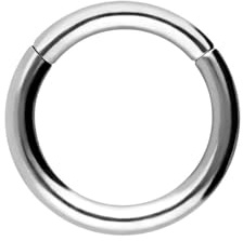 Piercingline - Piercing ad anello in acciaio chirurgico con chiusura a scatto, per setto nasale, helix, trago, colore e dimensioni a scelta, colore: argento, cod. SLX280-SI-2-10