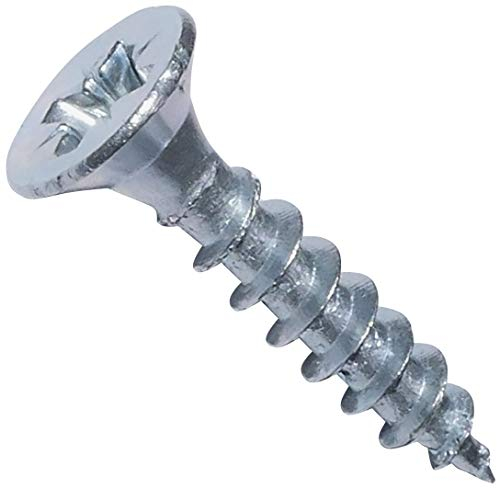 AERZETIX - C44794 - Satz von 100 - Holzschrauben - Ø3.5x18mm - aus verzinktem stahl metall - senkkopf - abdruck kreuzförmig Pozidriv - farbe silber - für schnelle und einfache montage