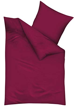 Traumschlaf Uni Biber Bettwäsche kuschelig weich im klassisch schlichten Stil aus 100% Baumwolle - mit Reißverschluss 135x200 cm + 80x80 cm, Bordeaux