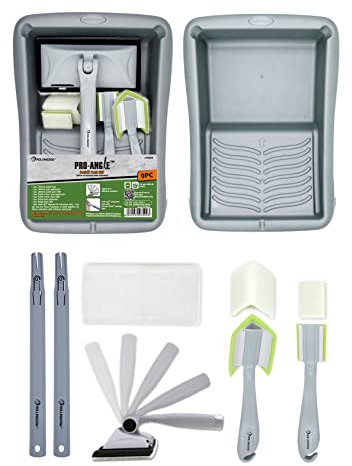 ROLLINGDOG Farbpad Anstreich Set 9 teilig mit Teleskopstangen Ecke Detail Pad Nachfüllungen zum Schneiden an Decken und Wänden, kein Spritzen, glatte Oberfläche