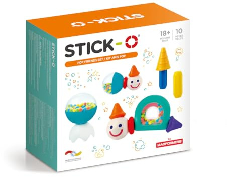Stick-O POP Friends Magnetische BAU- und Stapelsteine mit Rasselstücken