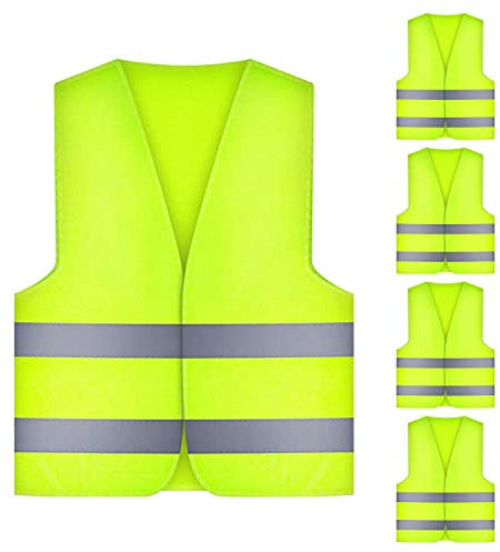 DARENYI 5 Pack Hi Vis Vest, Reflective Jacket, Safety Vestst, High Visibility Reflective Safety Security Vest for Construction Work, Traffic Work, Running, Surveyor and Security Guard Construction