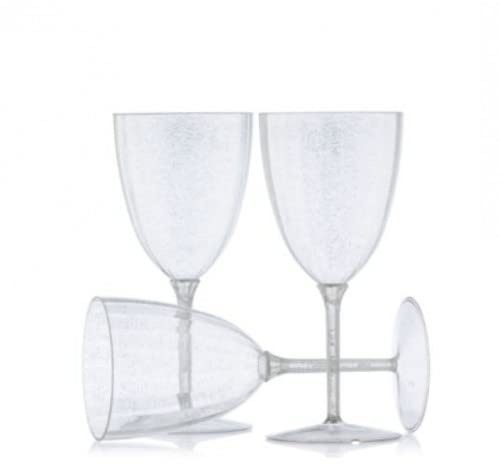Decor Decorline – 48 vinglas av premiumplast med silverglitter, återanvändbara cocktailglas för bröllop och fester, 200 ml – återanvändbara och stabila