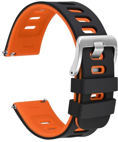 WOCCI Zweifarbig Uhrenarmbänder, Silikon Kautschuk, Schnellverschluss, Ersatzbänder für Herren und Damen, Edelstahlschnalle, Bandbreite 18mm 20mm 22mm