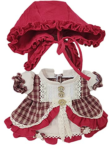 niannyyhouse 20 cm Plüsch-Puppen-Zubehör, kleines Rotkäppchen-Set, kurzes Umhangkleid, 20,3 cm Puppenkleidung
