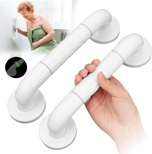 2 Pezzi Maniglione Bagno 30 cm Sicurezza Barre di Sostegno con Striscia Fluorescente Maniglia Doccia Anziani con Mobilità Ridotta Antiscivolo Maniglie di Ausilio per Disabili,Anziani,Bambini,Gravida