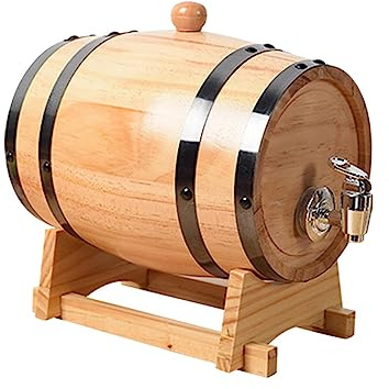 Folpus Whiskyfass, Weinfass, 1L/1.5L/3L Weinfass, Braufass mit Ständer, Weinfass aus Eichenholz, langlebiges Alterungsfass aus Eichenholz für Cocktails, 1.5 L