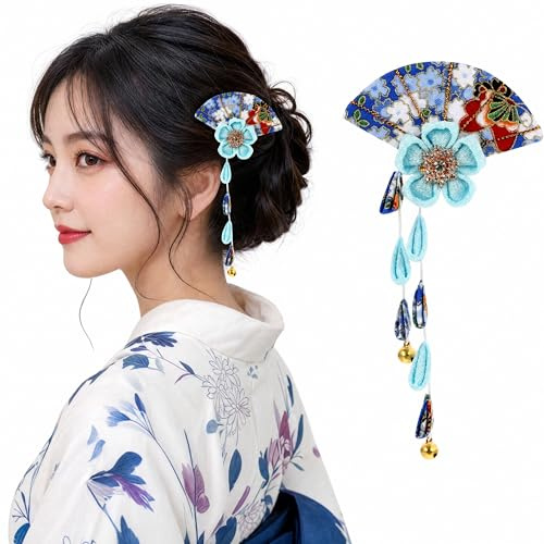 FOMIYES Pince À Cheveux Japonaise Kanzashi Avec Pompon Accessoire De Cheveux Pour Femmes Style Kimono Yukata Léger Et Facile À Porter Pour Coiffure Quotidienne Ou Cérémonie