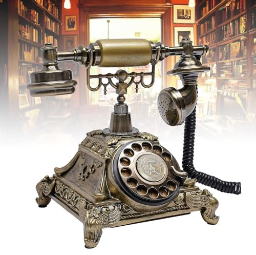 Teléfono Giratorio Retro, teléfono Antiguo con función de rellamada de dial Giratorio clásico, no Requiere Fuente de alimentación Externa, Tonos de Llamada Retro para decoración de Sala de Estar