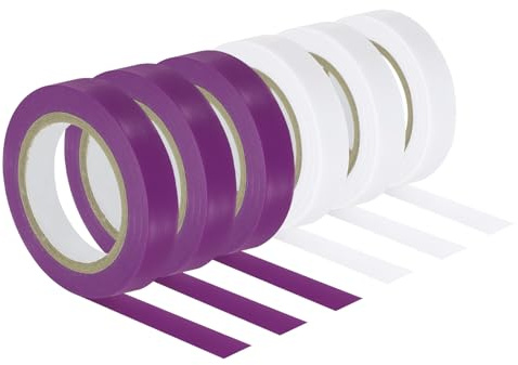PATIKIL Nastro di Finitura Grip 32,8 Piedi, Confezione 6 Nastri di Finitura in PVC per Racchette Accessori per Racchette Adesive per Tennis Badminton, Viola/Bianco