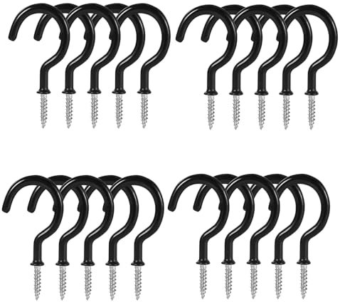 NTEK Screw in Hooks for Hanging, Ceiling Hanging Hooks Screw Cup Hooks Utility, Multipurpose Vinyl Coated Screw, for Wood, Under Cupboard, Cabinet Shelf, Hanging Plant and Kitchen
