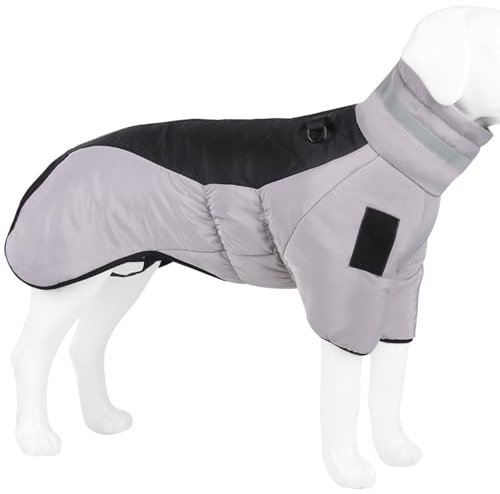 Hunderegenmantel – Wasserdichter Hundemantel (Grau+schwarz, S)
