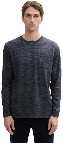 TOM TAILOR Herren Longsleeve mit Brusttasche, 10668 - Sky Captain Blue, XL