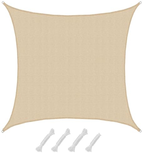 AMANKA Vela Ombreggiante 7x7 - Permeabile - 90% Protezione UV - Vele Parasole da Esterno - Tela Ombreggiante da Giardino Parasole Vela Giardino Telo Pergole Telo per Tende da Esterno Tenda Ombra Mare