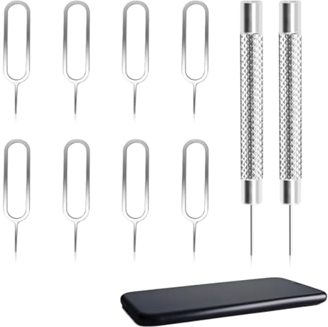 Ormromra 10 agujas para tarjeta SIM, herramienta de extracción de tarjeta SIM, juego de adaptadores SIM, removedor de tableros de tarjeta SIM, aguja para teléfono móvil, para abrir y expulsar