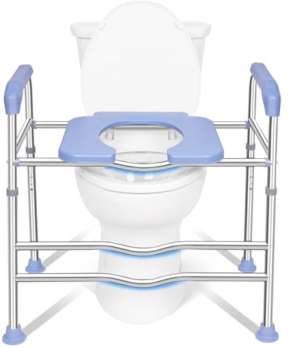 Bogural Sedile WC rialzato con manici, regolabile in altezza, per WC, 181,4 kg, per anziani, disabili e incinte, adatto a qualsiasi WC