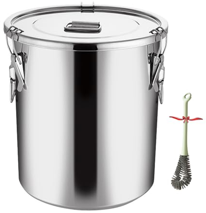 Usknxiu Contenitore ermetico in Acciaio Inossidabile per Cucina, Contenitore per Riso Contenitori per Alimenti in Acciaio Inossidabile con Coperchio e Manici ermetici,6L