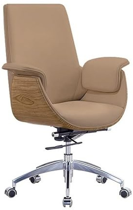 Conslika Fauteuil de direction, cuir de grain de bois, pivotement à 360°, inclinaison à 90°-110°, coussin en éponge, fauteuil de bureau, fauteuil à dossier haut pour le bureau à domicile, relevable.(K