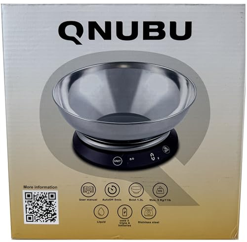 Bilancia digitale con ciotola - Qnubu - Equal Bowl - (da 0 g a 5000 g - 0 ml a 5000 ml)