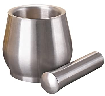 CAFIEDR Set di Mortaio e pestello per schiaccia Aglio Professionale in Acciaio Inossidabile Set di smerigliatrice per spezie a Forma di Tamburo Spremi Aglio Spremi Aglio Utensili da Cucina