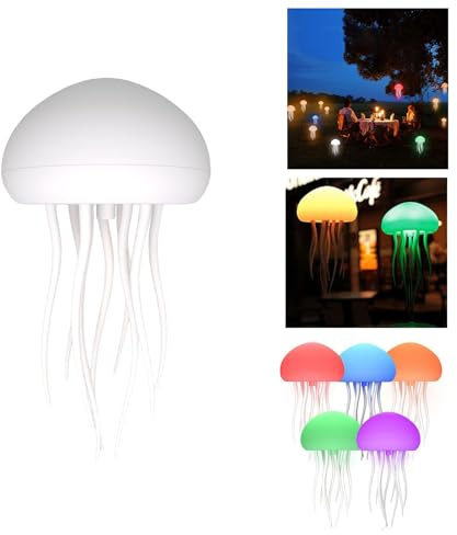 OKESYO LED Quallen Lampe, 17 Farben RGB Touch Quallenlampe, Jellyfish Lampe Led Quallen, Tragbare Aufladbar Quallenlampe Stimmungslicht für Zuhause Büro Weihnachten Halloween Geschenke
