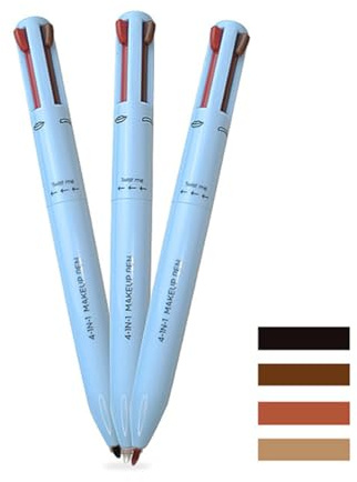Bolígrafo de Maquillaje 4 en 1, Delineador de Ojos, Lápiz de Cejas, Perfilador de Labios e Iluminador, Bolígrafo De Maquillaje Multifuncional Impermeable