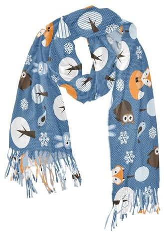 Yopersonalizes Damen-Schal, Wald, Fuchs, Eule, Damenschal, Pashmina-Schal, Wickeltuch für Abendkleid, Hochzeit, Stola, warm, Winter, Geburtstagsgeschenk, für Frauen, mehrfarbig, L