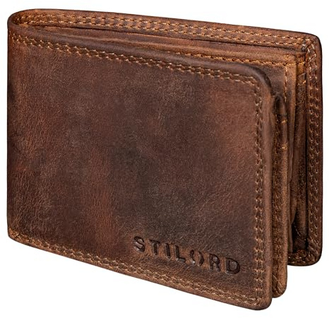 STILORD 'Matteo' Herren Mini Portemonnaie Leder Echtleder Geldbörse RFID Schutz modernes Design Brieftaschen für Männer mit Münzfach Geldbeutel klein Leather Slim Wallet, Farbe:mittel - braun