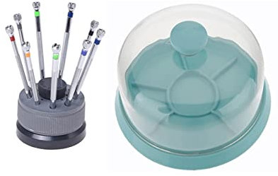 NSTVVEE Kit con 9 cacciaviti, 9 basi di riserva per Orologi, Strumenti da orologiaio e 1 Strumento di Riparazione del Movimento dell'orologio, Copertura Antipolvere, Strumenti e Accessori
