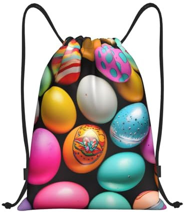sttung Bolsa deportiva con cordón con estampado de huevos de Pascua para gimnasio, viajes, yoga, para hombres y mujeres, Negro, S