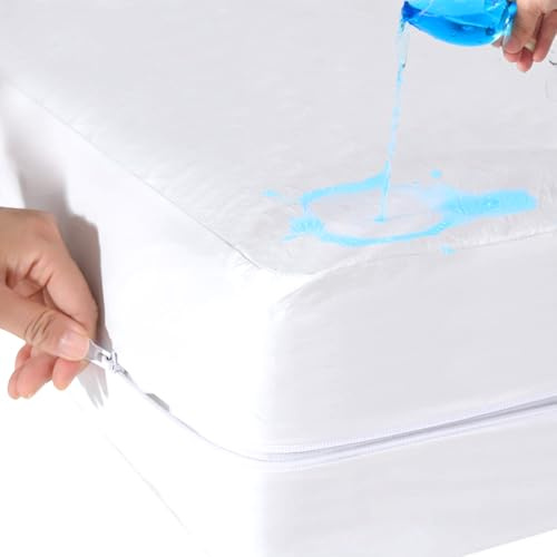 Funda Colchon con Cremallera, Impermeable Protector Colchon para Cama 150 x 200cm, Protector Tacto Liso y Suave, Colchón de hasta 25 cm, 100% Microfibra, Blanco
