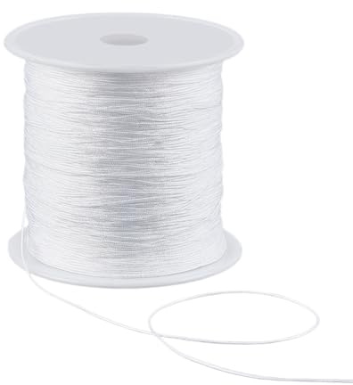 AHANDMAKER Cordoncino di nylon intrecciato da 137 metri, 0,5 mm, colore bianco, per perline cinesi, nodi cinesi, creazione di gioielli, kumihimo, cucito, artigianato, veneziane, cordoncini di ricambio