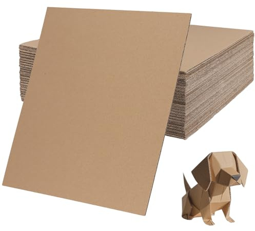 CHUENKK 50 stycken wellpapp 30,5 x 30,5 cm, 2 mm kvadratiskt hantverk korrugerad kartong av brun wellpapp för gör-det-själv-projekt, förpackning, hantverk