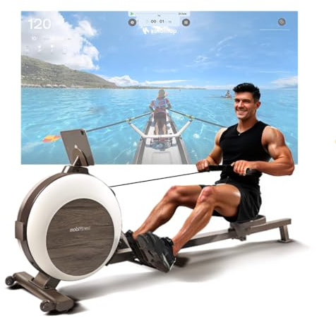 MOBI FITNESS Rudergerät für Zuhause Magnetisches Rudergeräte mit 40 Stufen Widerstand, Spitzenwiderstand 45kg, Leises Rudergerät, Belastbar bis160kg (Kompatibel mit Apple Watch & APP)