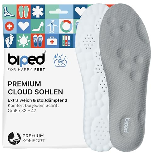 biped Cloud extra mjuka innersulor för vardag, sport och arbetsskor – Ortopediska stötdämpande skoinlägg med hälkudde – Massage skuminnersulor z2938(grey,45-47)
