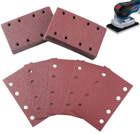 Ahuuen Lijas Para Lijadora Orbital,120 Unidades Lija Rectangular para Lijadora Orbital | Para Metal Madera Pintura Carpintería Tablaroca Piedra