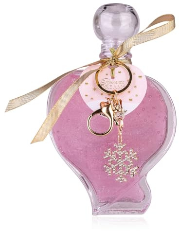 Accentra Schaumbad ROMANTIC DREAMS in Glasflasche, Herzform & Schlüsselanhänger Schneeflocke für Frauen, Duschschaum, Badeschaum, Duft Vanilla Rose, festliches Wellness Geschenk zu Weihnachten